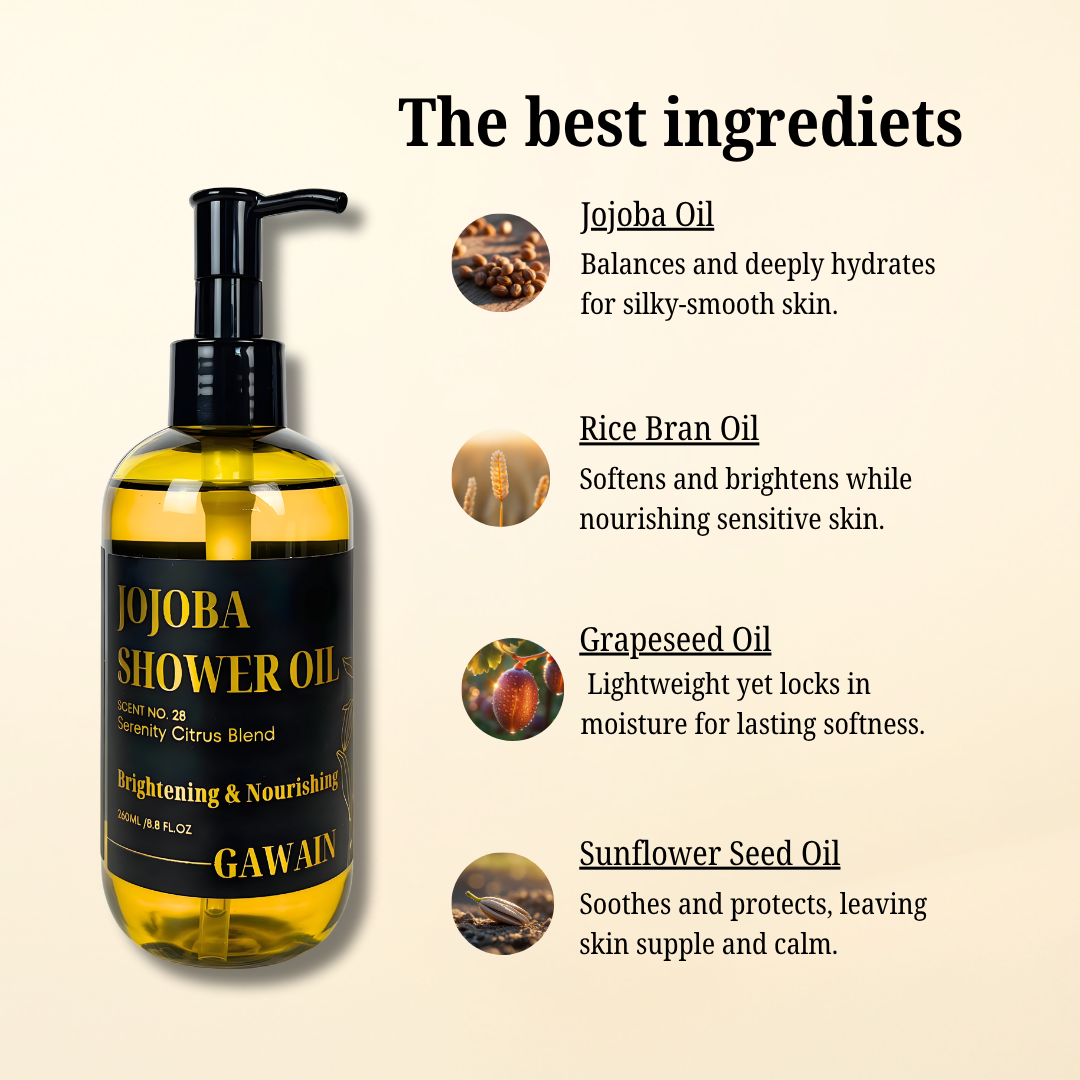 Jojoba Shower Oil- Vanilla Oak Scent