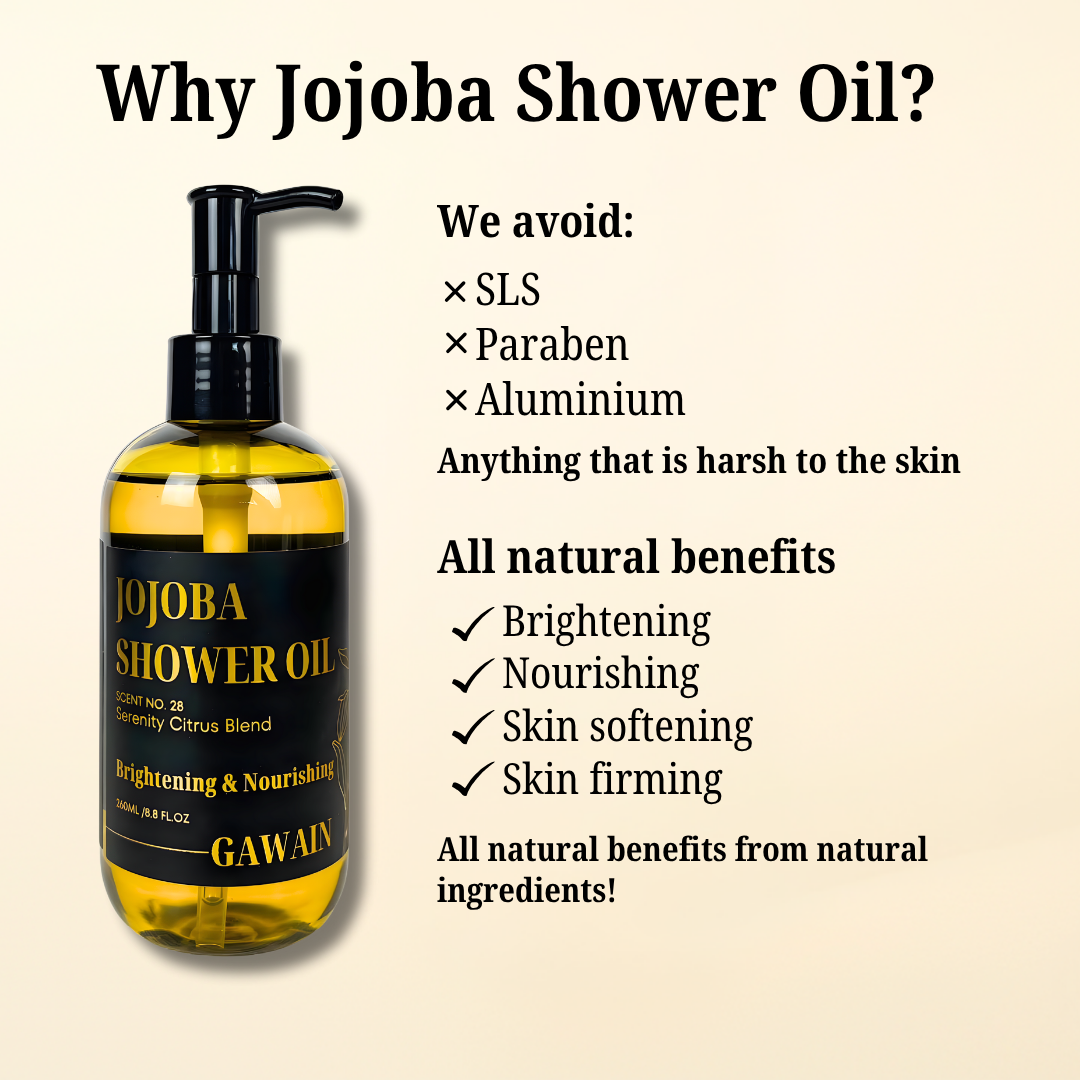 Jojoba Shower Oil- Vanilla Oak Scent