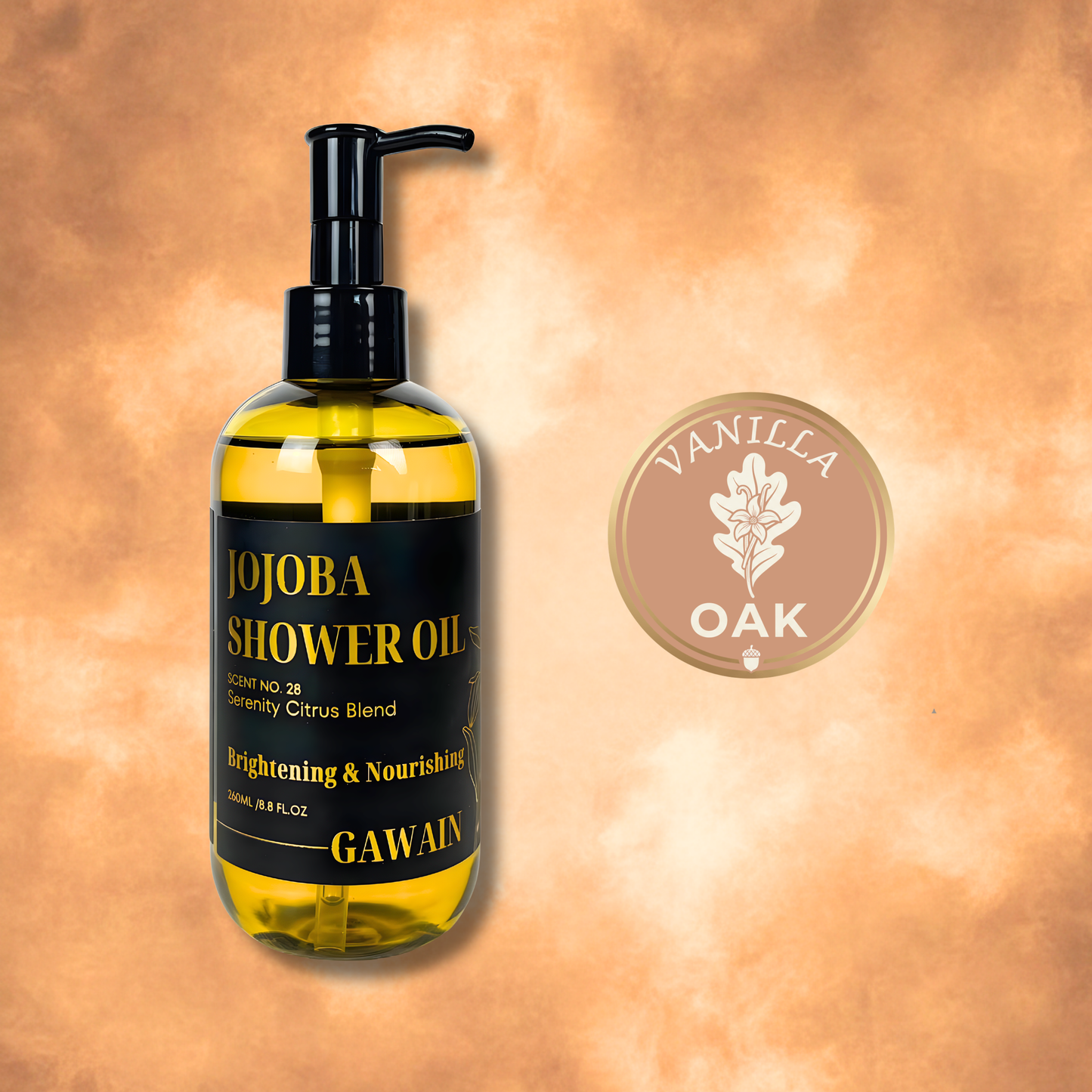 Jojoba Shower Oil- Vanilla Oak Scent